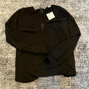 🌸 Zara black long sleeve cut-out blouse zipper